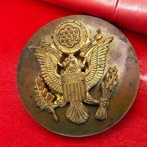 Vintage WWII US Military Brass Eagle Insignia Hat Pin Screw Back Emblem Badge